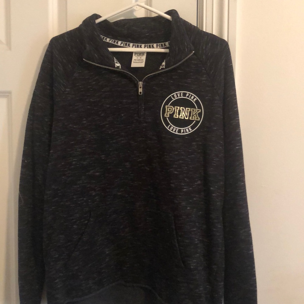 PINK Black/Grey Zip-Up Sweatshirt